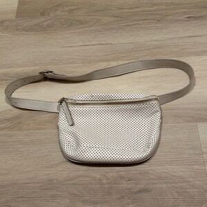 Clare V. Perforated White Leather Fanny